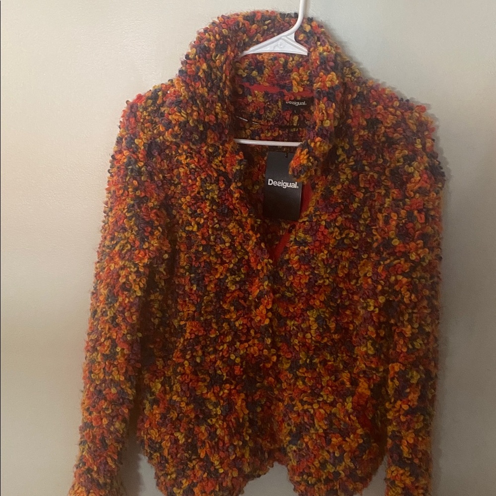Desigual Colorful Textured Knit Jacket